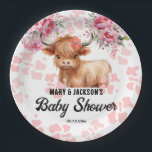 Holy Cow Floral Baby Shower Paper Plates<br><div class="desc">elegant western Highland Cow Floral watercolor artwork.  Highland cow babyshower theme. Easy to personalize. Also available as a digital download!</div>