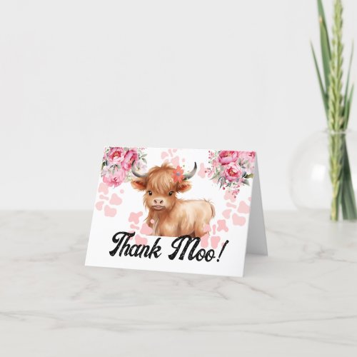 Holy Cow Floral Baby Shower Thank You Card