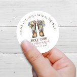 Holy Cow Floral Cowboy Boots Bridal Shower Classic Round Sticker<br><div class="desc">Holy Cow Floral Cowboy Boots Bridal Shower Classic Round Sticker</div>