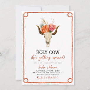 Holy Cow Floral Cowboy Boots Bridal Shower Invitation