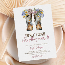 Holy Cow Floral Cowboy Boots Bridal Shower Invitation | Zazzle