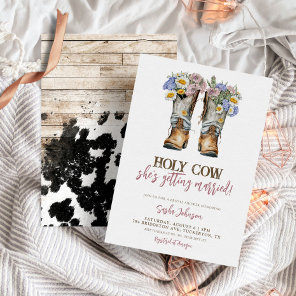 Holy Cow Floral Cowboy Boots Bridal Shower Invitation