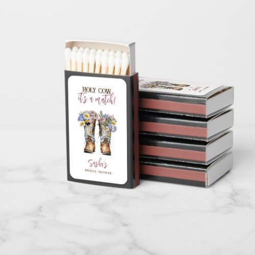 Holy Cow Floral Cowboy Boots Bridal Shower Matchboxes