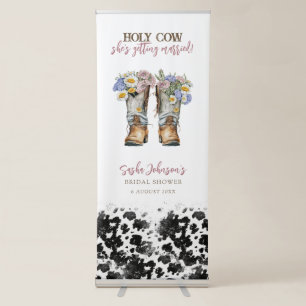 Holy Cow Floral Cowboy Boots Bridal Shower Retractable Banner