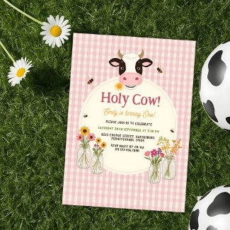 Holy Cow Floral Pink Gingham Girl 1st Birthday