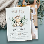 Holy Cow Foliage Dusky Blue Photo Kids Birthday Invitation<br><div class="desc">If you need any other matching product or customization,  kindly message via Zazzle.</div>