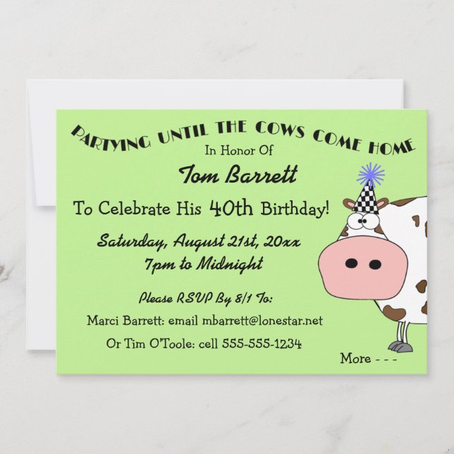 Holy Cow! Funny Birthday Party Invitations (Front)