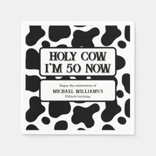 Holy Cow Funny Black White 50th Birthday Napkins