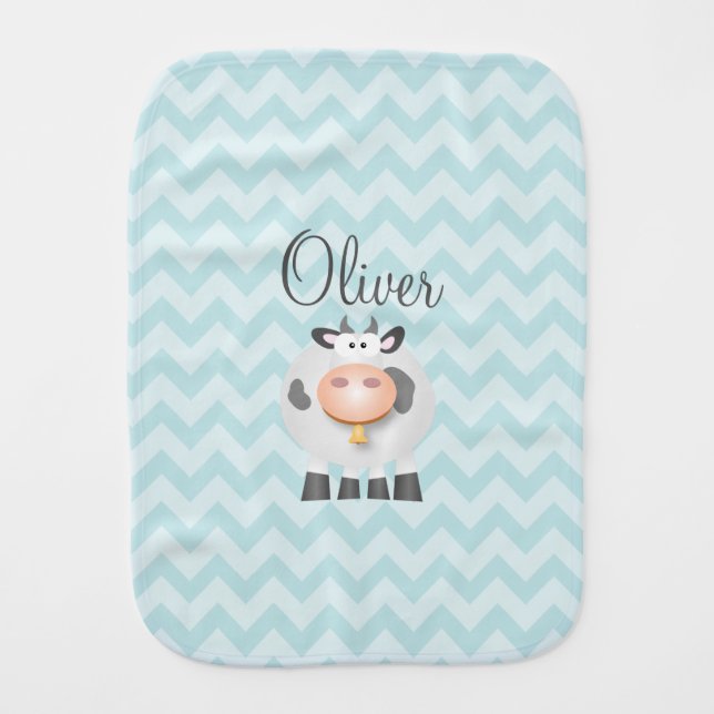 Holy Cow Funny Cute Farm Animal Cartoon Unisex Burp Cloth (Front)