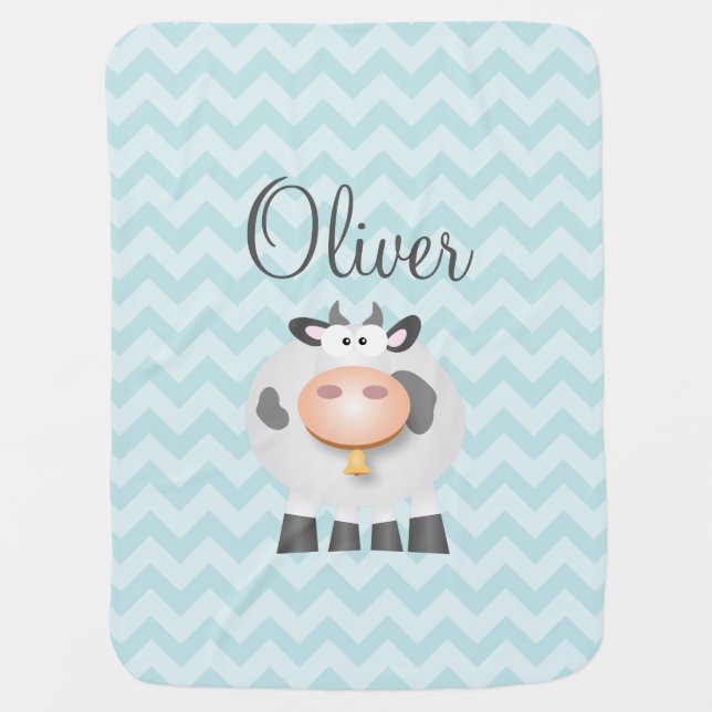 Holy Cow Funny Cute Farm Animal Cartoon Unisex Swaddle Blanket (Front)