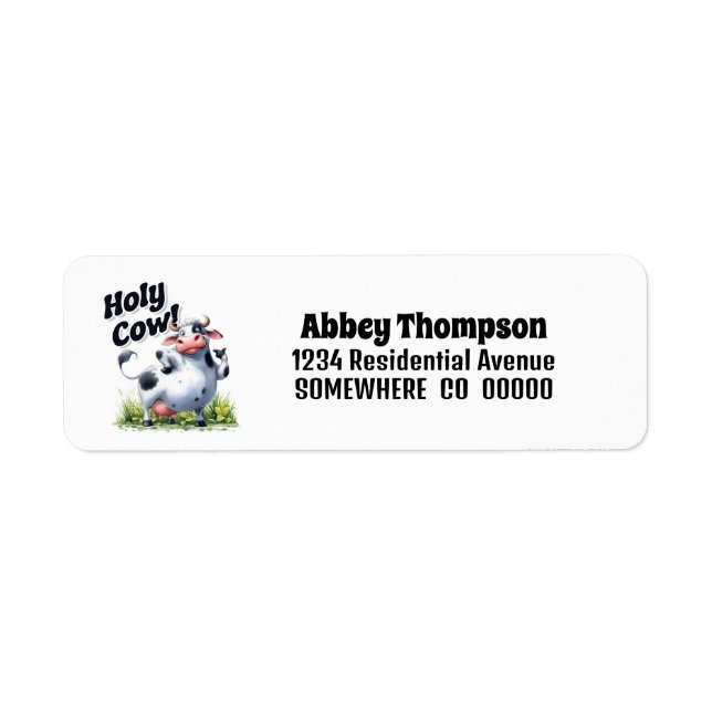 Holy Cow Funny Return Address Label (Front)