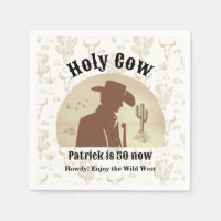 Holy Cow Funny Vintage Cowboy 50th Birthday