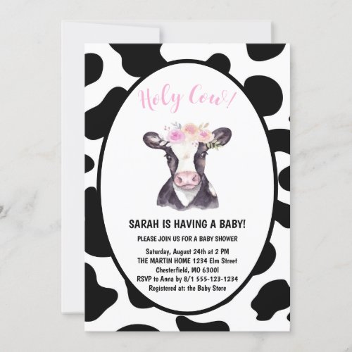 Holy Cow Gender Reveal Baby Shower Invitation