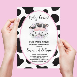 Holy Cow Gender Reveal Baby Shower Invitation
