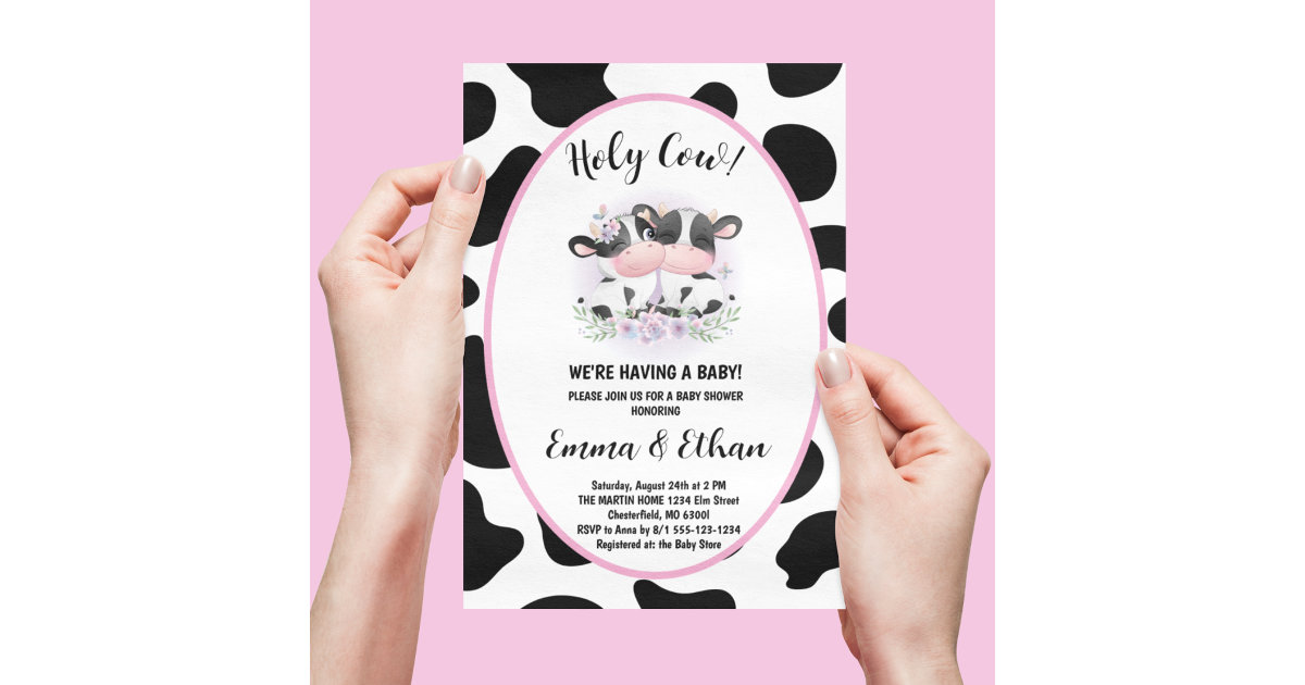 Holy Cow Gender Reveal Baby Shower Invitation Zazzle