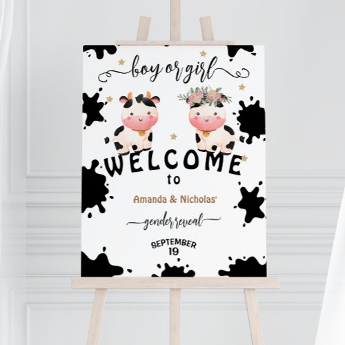 Holy cow gender reveal welcome sign