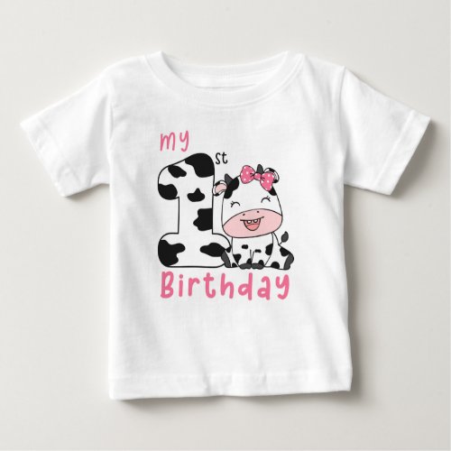 Holy Cow Girl 1st Birthday Party  Baby T_Shirt