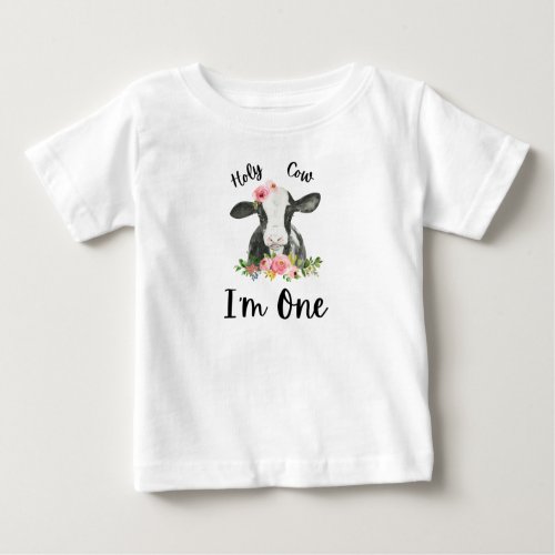 Holy Cow Girl 1st Birthday Party Baby T_Shirt