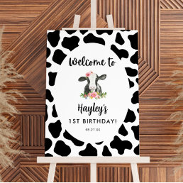 Holy Cow Girl 1st Birthday Party Welcome Sign
