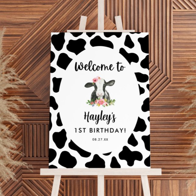 Holy Cow Girl 1st Birthday Party Welcome Sign (Creator Uploaded)