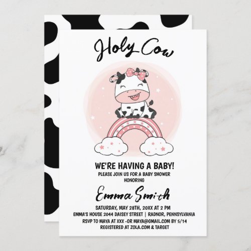 Holy Cow Girl Baby Shower Invitation