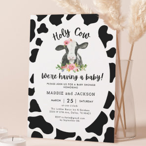 Holy Cow Girl Cow Theme Baby Shower Invitation