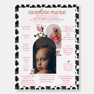 Holy Cow Girl Pink Baby First Birthday Milestone Foam Board