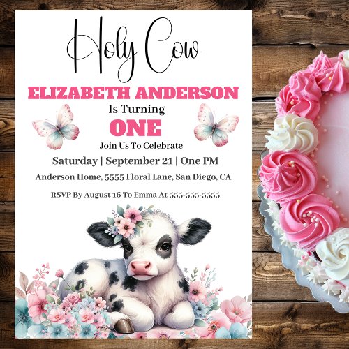 Holy Cow Girls Birthday Invitation