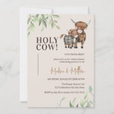 Holy Cow Greenery Arch Farm Highland Baby Shower Invitation