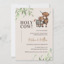 Holy Cow Greenery Rustic Farm Baby Shower Invitation