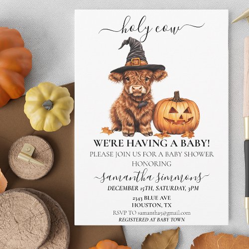 Holy Cow Halloween Highland Calf Baby Shower  Invitation