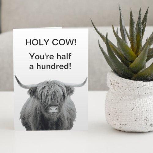 Holy Cow Highland Birthday 50th  Card