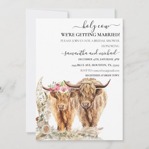 Holy Cow Highland Bridal Wedding Invitation | Zazzle