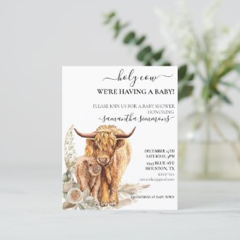 Holy Cow Highland Calf Baby Shower Boho Budget | Zazzle