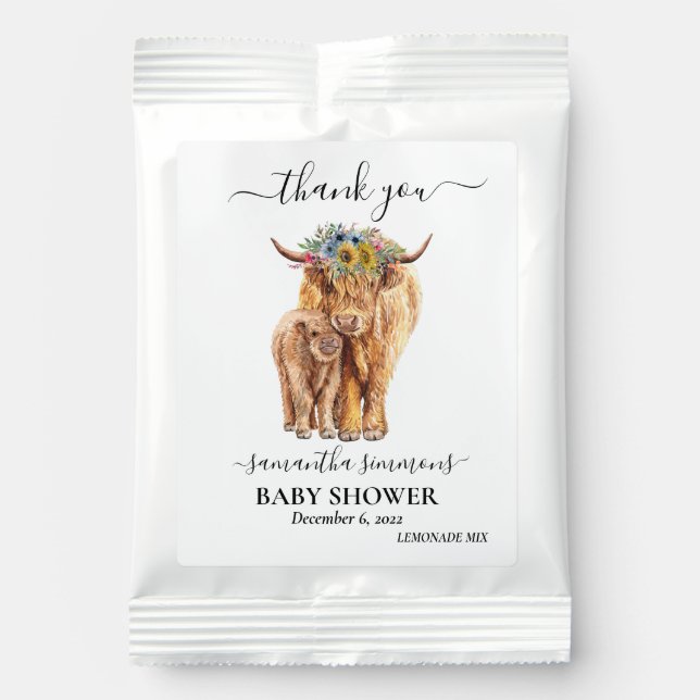 Holy Cow Highland Calf Baby Shower   Lemonade Drink Mix (Front)