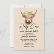 holy cow highland calf baby shower minimalist