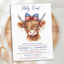 Holy Cow Highland Calf Patriotic Baby Shower Invitation