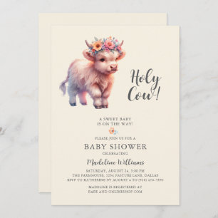 Holy Cow Highland Cow Baby Shower Invitation