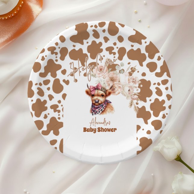 Holy Cow Highland Cow   Baby Shower Paper Plates (Creator Uploaded)