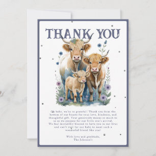 Holy Cow Highland Cow Elegant Baby Shower Thank You Card