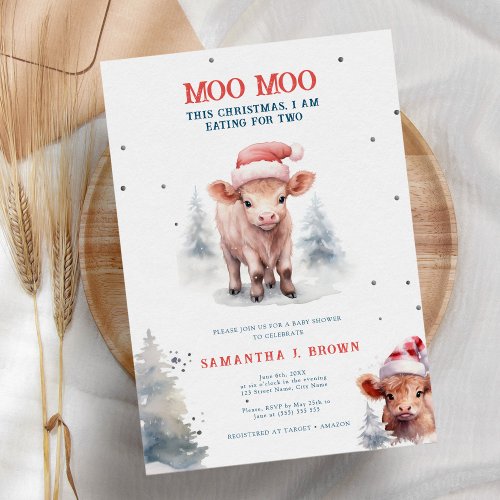 Holy Cow Highland Cow Elegant Winter Baby Shower Invitation