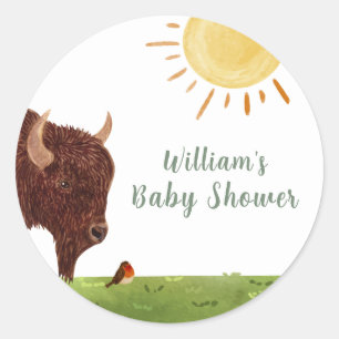 Holy Cow Highland Farm Animal Baby Shower  Classic Round Sticker