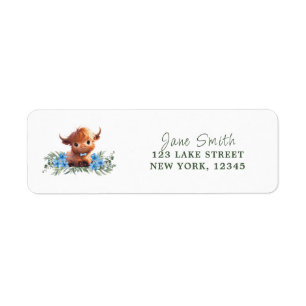 HOLY COW HIGHLAND MODERN BLUE BABY SHOWER LABEL