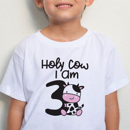 Holy Cow I Am 3 Boy Birthday T_Shirt
