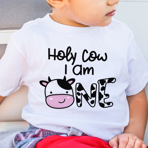 Holy Cow I Am One Boy 1st Birthday T_Shirt