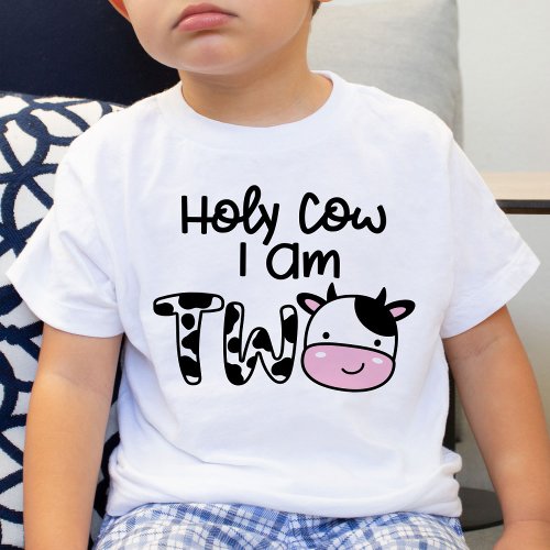 Holy Cow I Am Two Boy 2nd Birthday T_Shirt