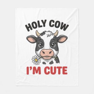 Holy Cow I’m Cute Funny Cow Vintage Engraving Desi Fleece Blanket