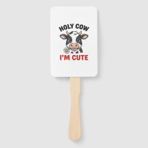 Holy Cow I’m Cute Funny Cow Vintage Engraving Desi Hand Fan