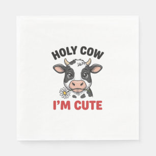 Holy Cow I’m Cute Funny Cow Vintage Engraving Desi Napkins