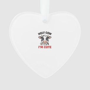Holy Cow I’m Cute Funny Cow Vintage Engraving Desi Ornament